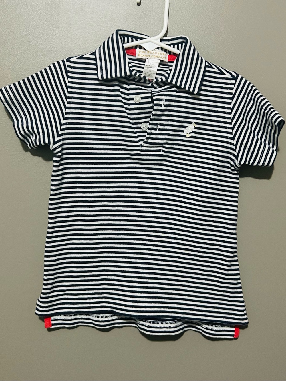 The Beaufort Bonnet Company Navy & White Striped Polo